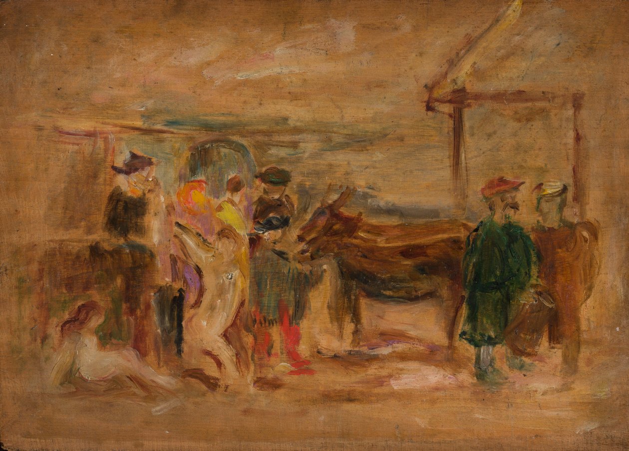 Figurale scène met ezels door Tadeusz Makowski