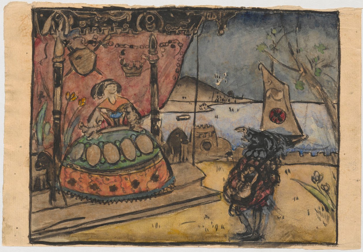 Serenade – schets voor een houtsnede door Tadeusz Makowski