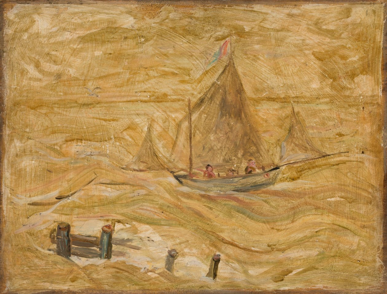 Zeilboot op zee door Tadeusz Makowski