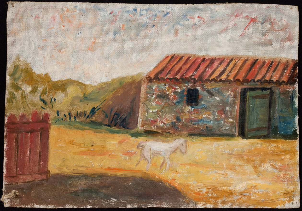 Boerderij met een wit veulen door Tadeusz Makowski