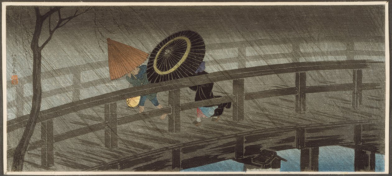 Regen op de Izumi-brug door Takahashi Hiroaki
