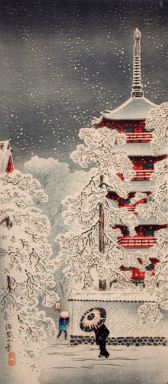 Sneeuw bij Asakusa, Yedo, Musashi-provincie door Takahashi Hiroaki