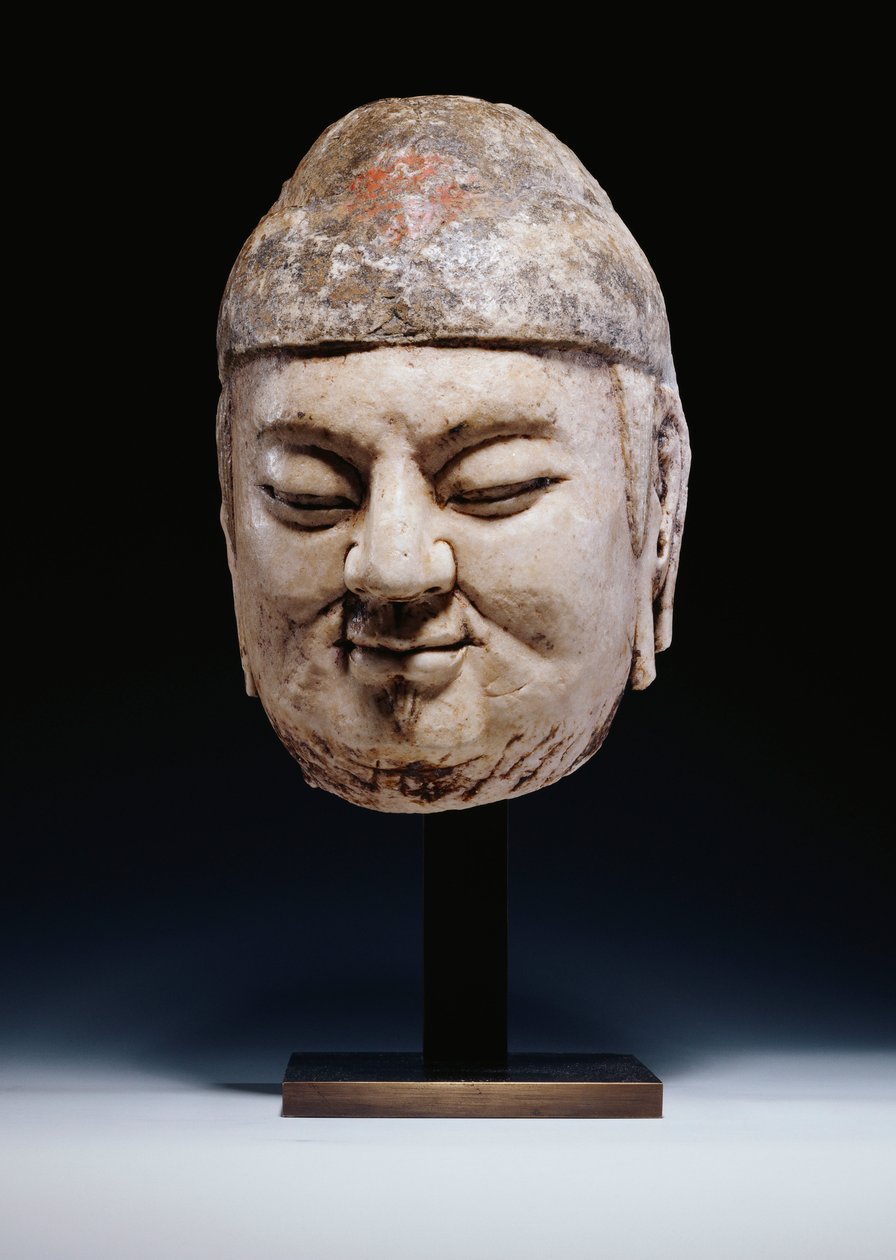 Een marmeren hoofd van een ambtenaar, Tang-dynastie of iets eerder, ca. 618-907 door Tang Dynasty Chinese School