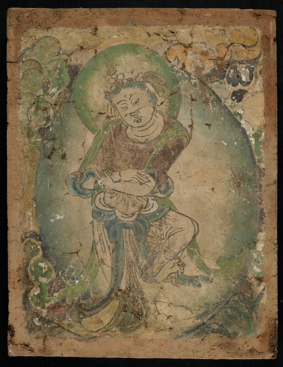 Dansende figuur, Kizil, Xinjiang provincie, 600-800 door Tang Dynasty Chinese School