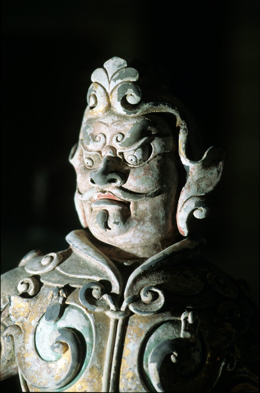 Voorstelling van een krijger (detail) door Tang Dynasty Chinese School