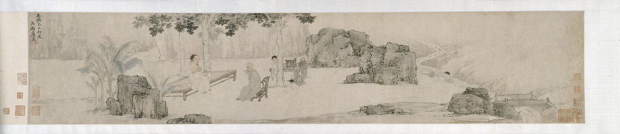 Theedrinken onder de Wutong-boom, Ming-dynastie door Yin Tang