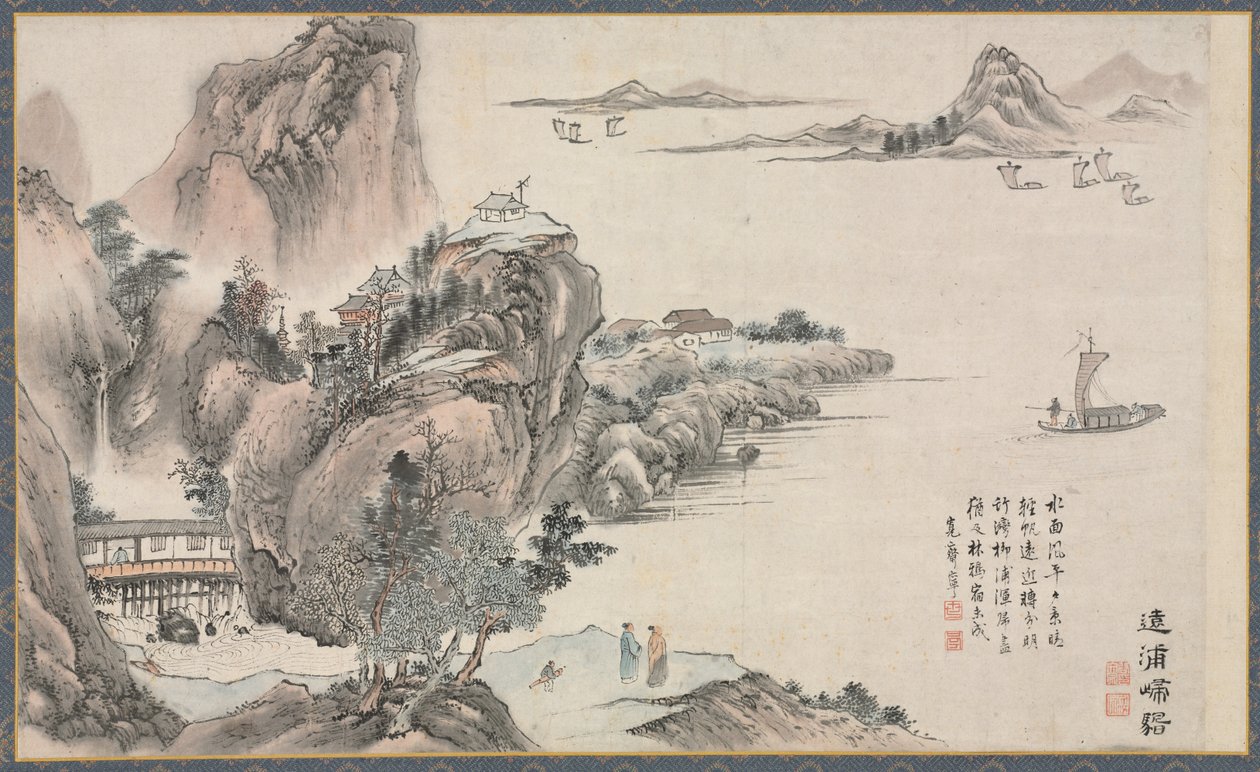 Een van de Acht Zichten van de Xiao en Xiang Rivieren, 1788 door Tani Bunch