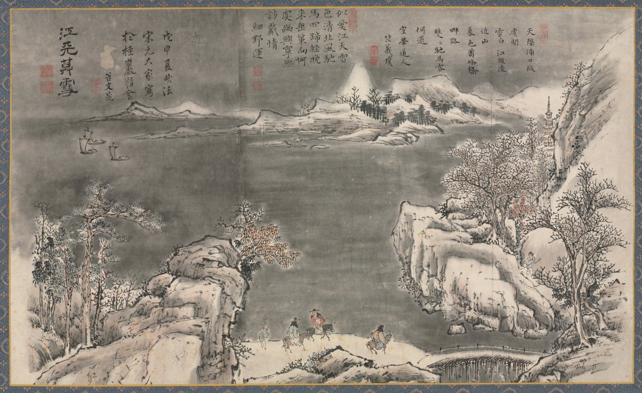 Een van de acht gezichten op de Xiao en Xiang rivieren door Tani Buncho