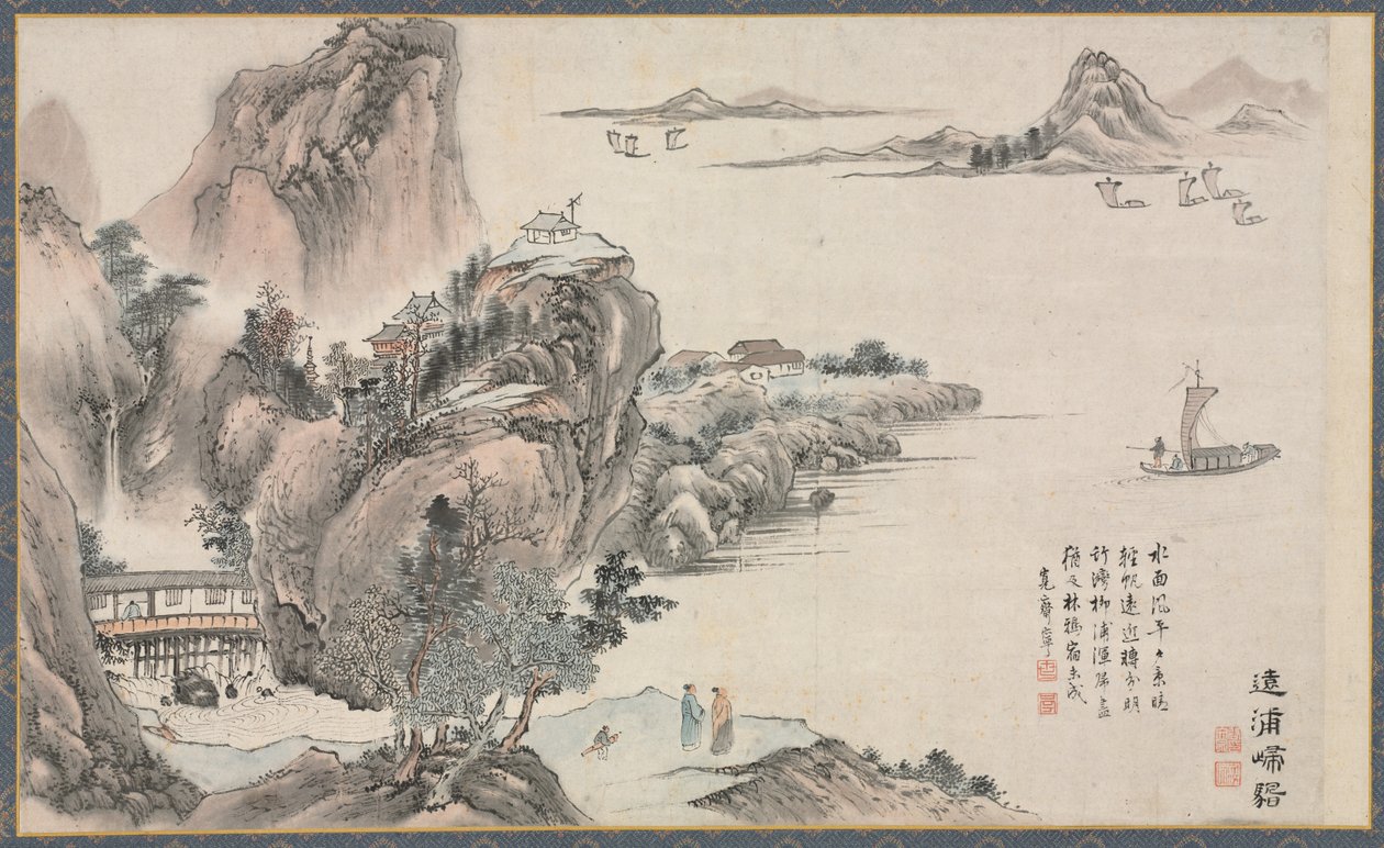 Een van de acht gezichten op de Xiao en Xiang rivieren door Tani Buncho