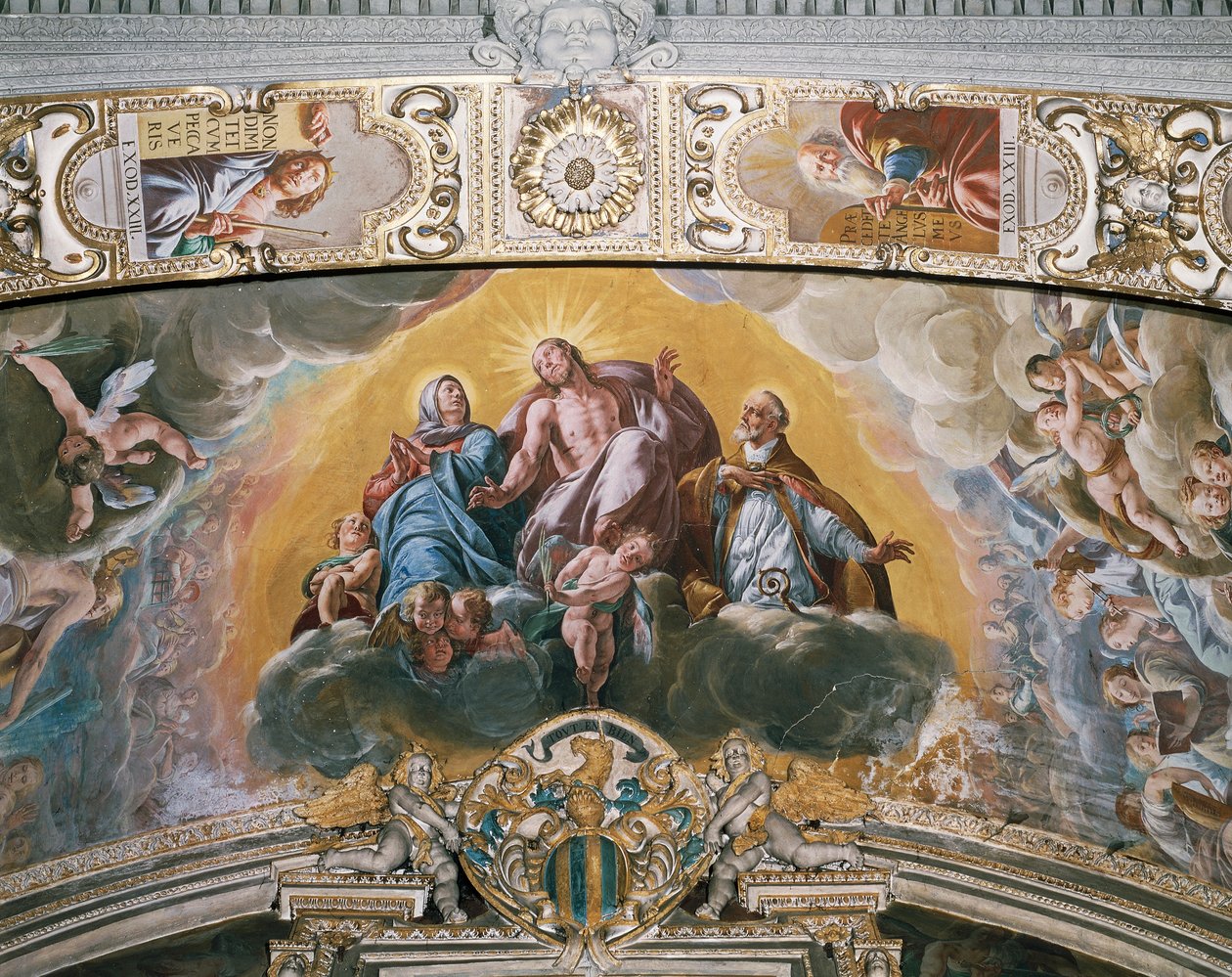 Fresco in het gewelf van de Kapel van de Beschermengel door Tanzio da Varallo