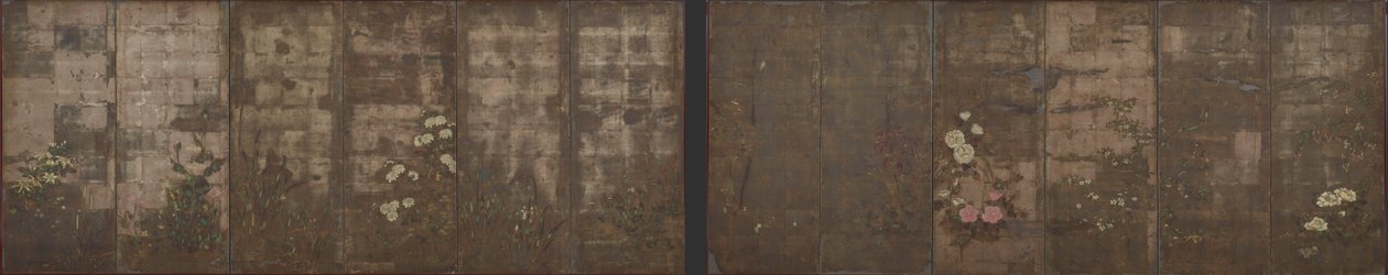 Bloemen van de seizoenen, Schermen (zes-panel), 1600-1630 door Tawaraya Sotatsu