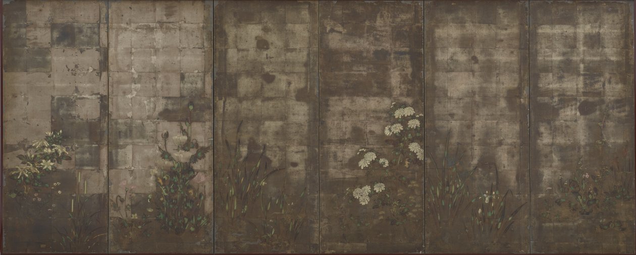 Bloemen van de seizoenen, Schermen (zes-panel), 1600-30 door Tawaraya Sotatsu