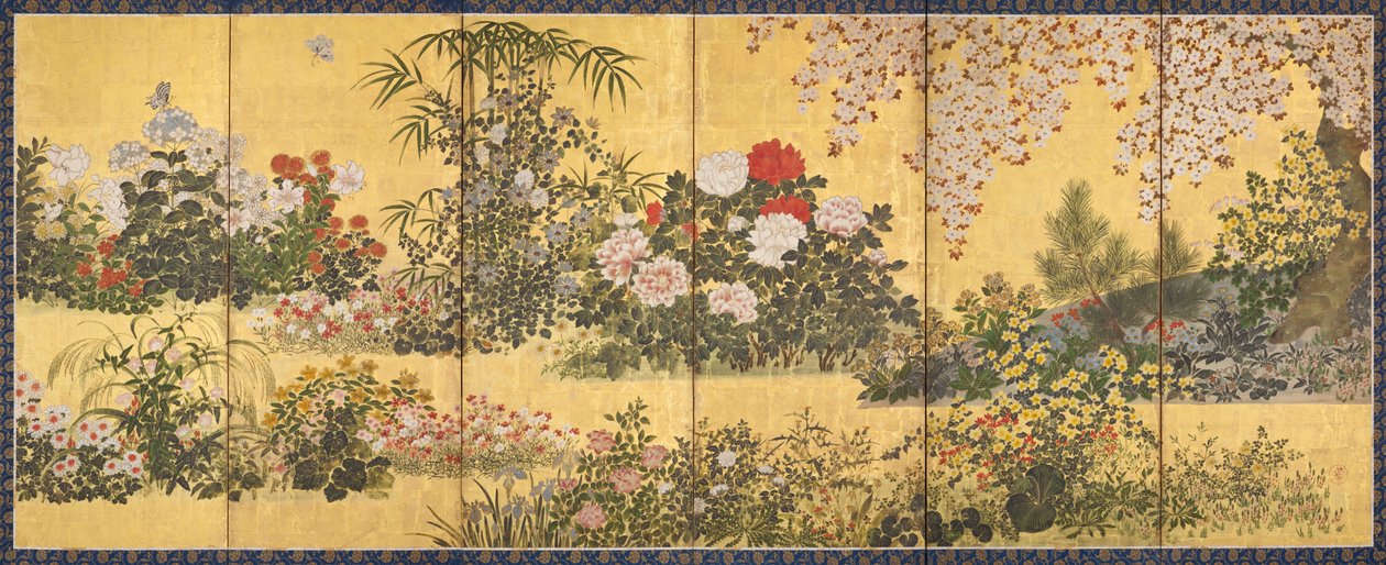 Bloemen en vlinders door Tawaraya Sotatsu
