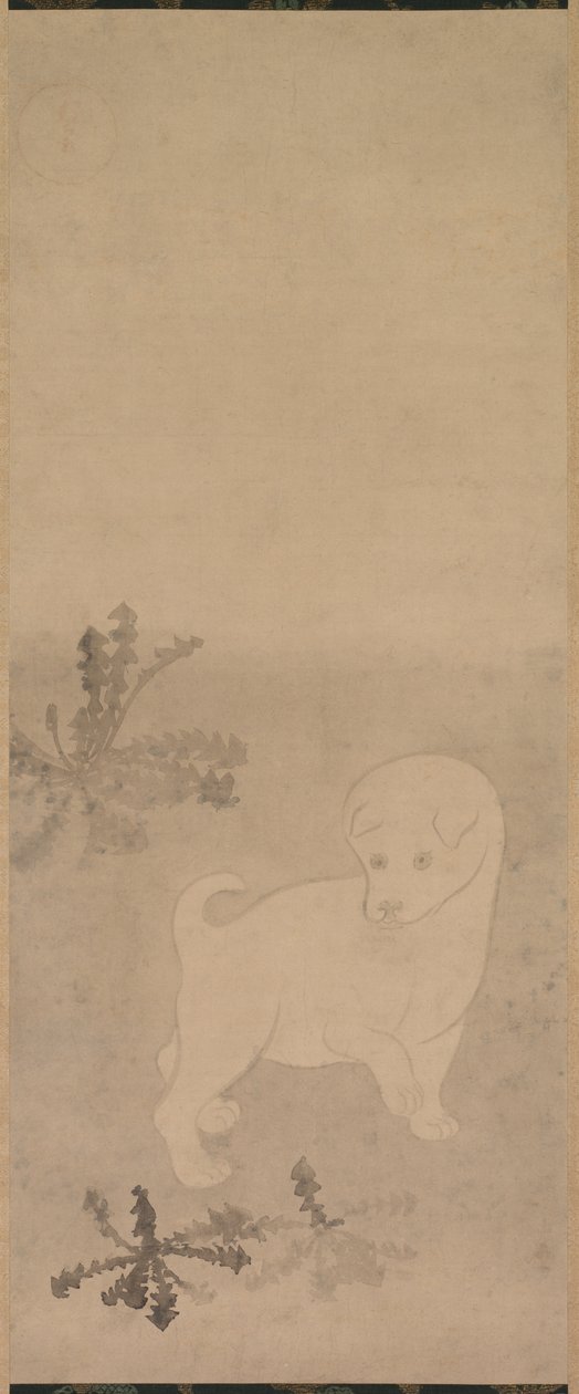 Puppy met paardenbloemen, 1600-1640 door Tawaraya Sotatsu
