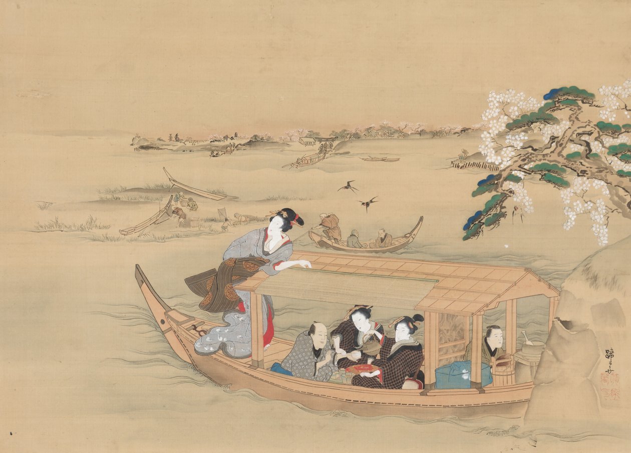 Boot naar de Yoshiwara door Teisai Hokuba