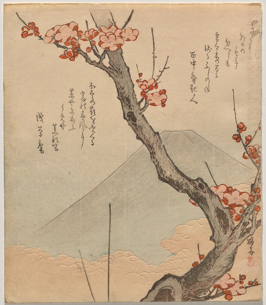 Pruimenboom met de Berg Fuji door Teisai Hokuba
