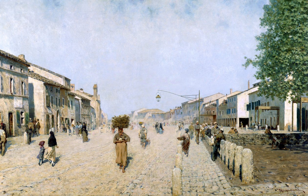 Een Straat in Ravenna, 1874 door Telemaco Signorini