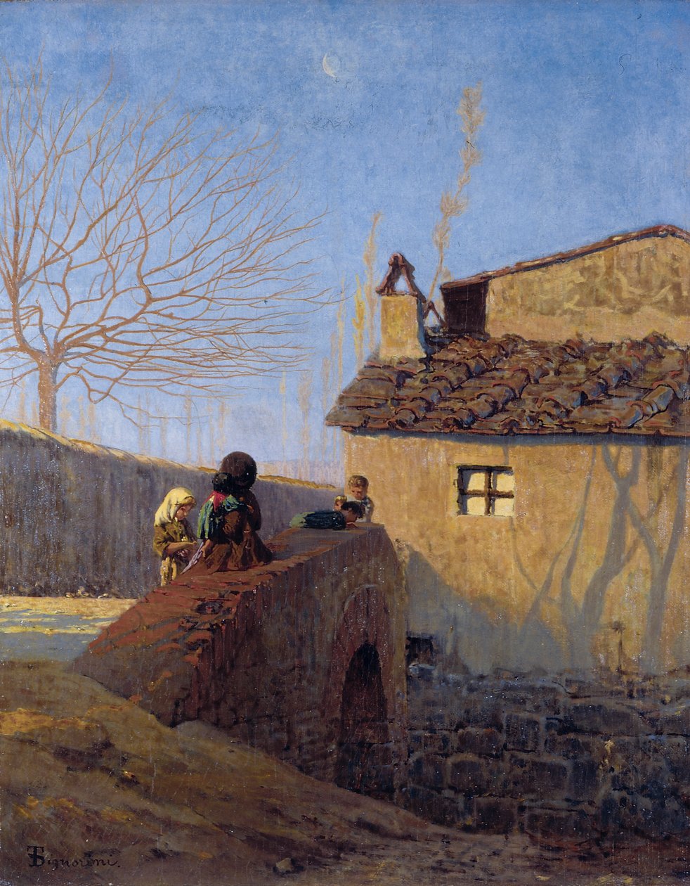 Piagentina. De brug over de Affrico rivier, ca. 1861-62 door Telemaco Signorini