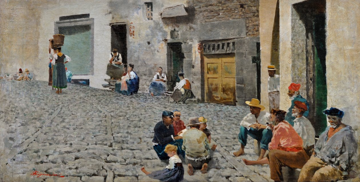 Zeelieden in Riomaggiore, ca. 1892-93 door Telemaco Signorini