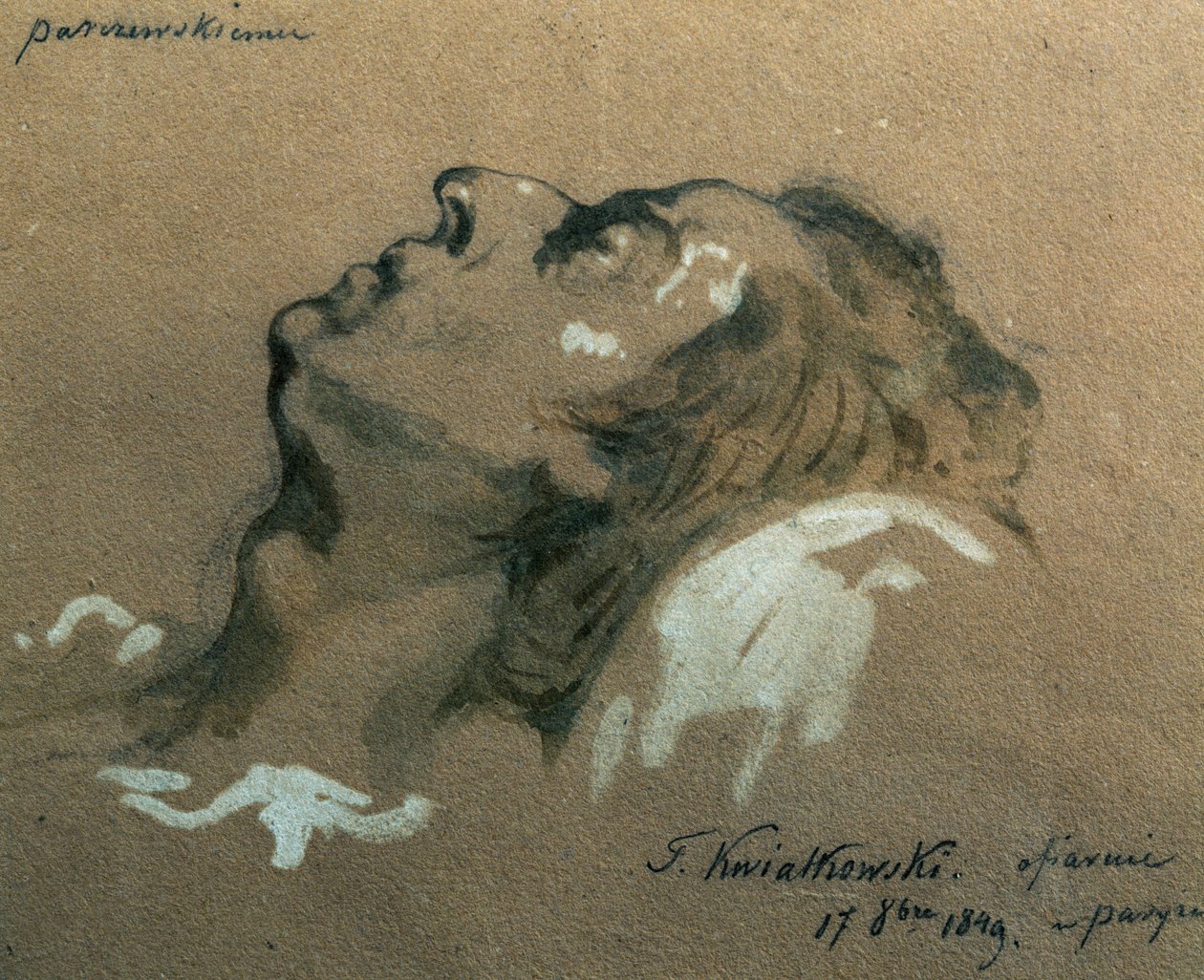 De Poolse componist en pianist Frederic Chopin (1810-1840) op zijn sterfbed door Teofil Kwiatkowski