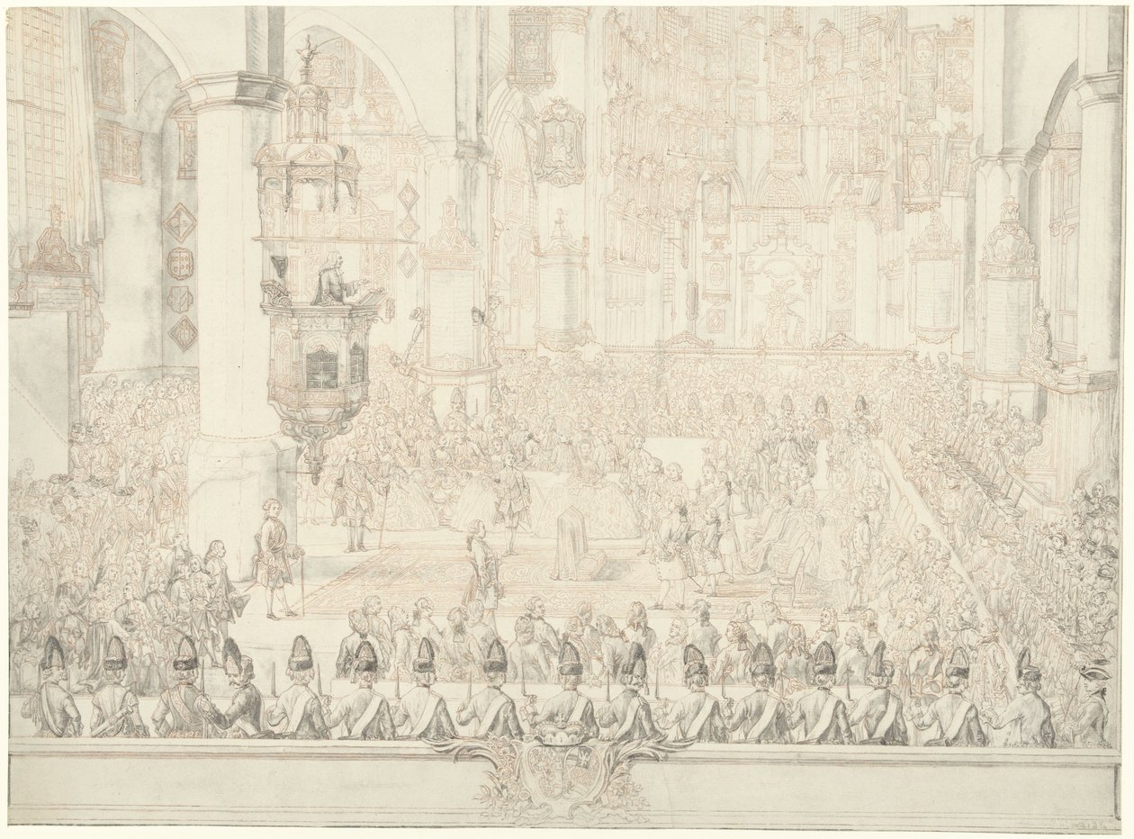 Huwelijk van Karel Christiaan van Nassau-Weilburg met prinses Carolina, 1760 door Tethart Philip Christian Haag