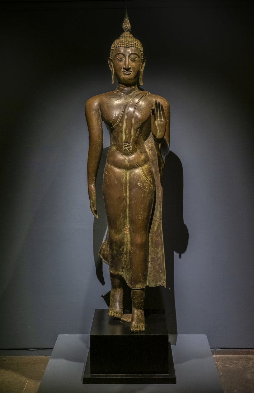 Boeddha wandelend. Thailand. Thaise kunst van Sukhothai, 15e-16e eeuw door Thai School