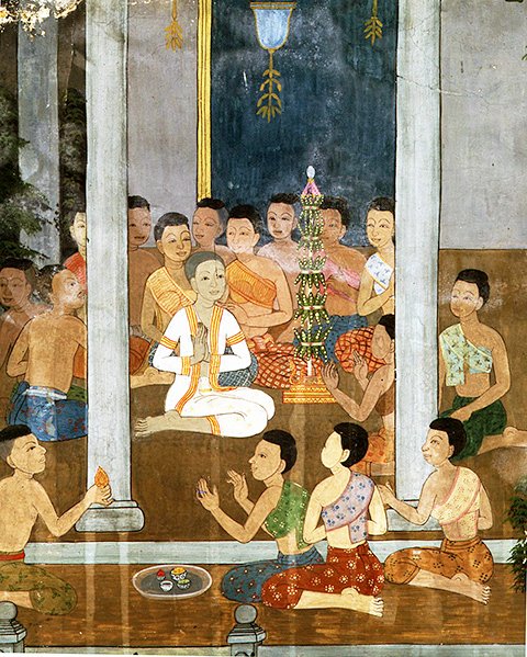 Wijding van een monnik door Thai School