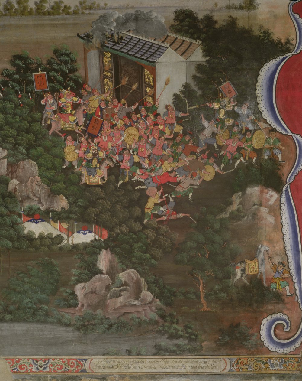 Scène met Chinese invloed, Sala Geng, Wat Bowonniwet Vihara, Bangkok door Thai School