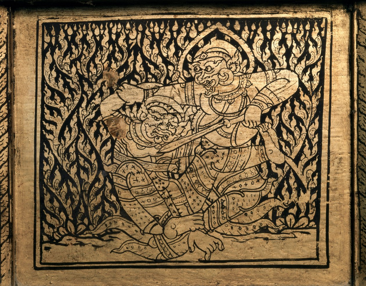 THAISE KUNST: Een episode uit de "Ramayana". Boekenkast, Bangkok Style. door Thai School