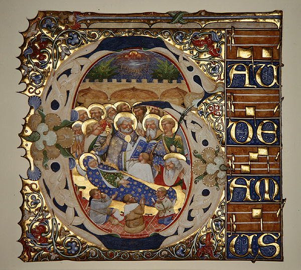Dormitie van de Maagd, uit een gradual van Santa Mattia in Murano, Venetië, c.1450 door The Master of the Murano Gradual