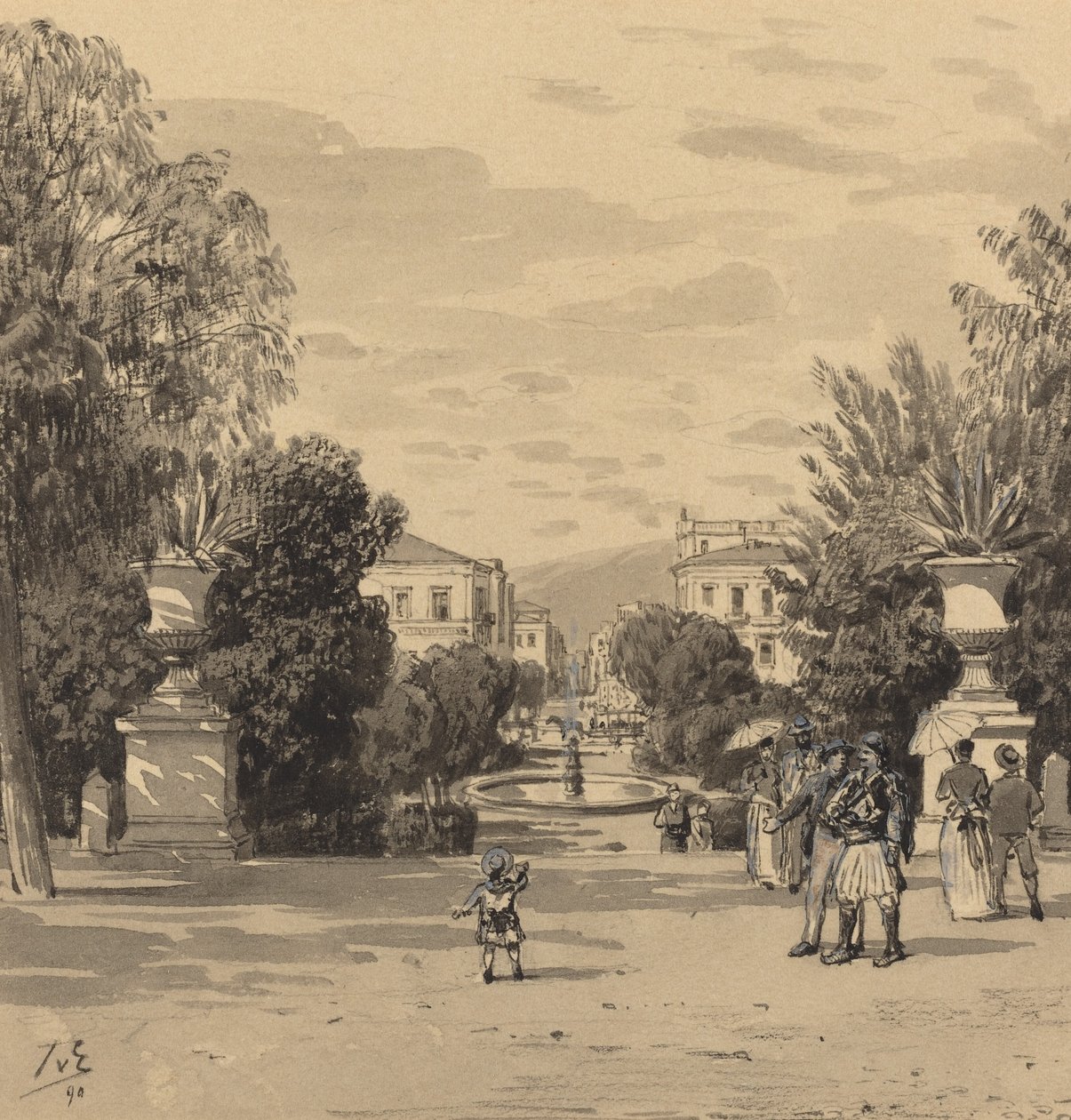 Uitzicht vanaf het oude koninklijke paleis van de Hermesstraat, 1890 door Themistocles von Eckenbrecher