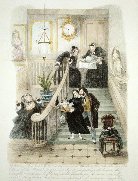 Illustratie uit Bezoek van een Londense verfijnde heer aan zijn ongehuwde tantes op het platteland, gepubliceerd 1859 door Theo Theo