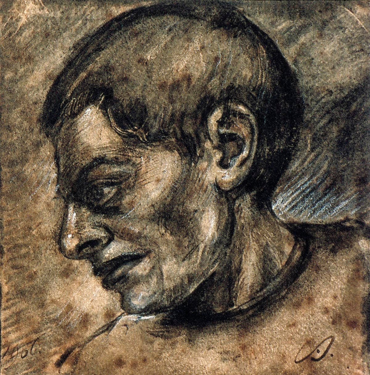 Hoofd van een arbeider door Theo van Doesburg