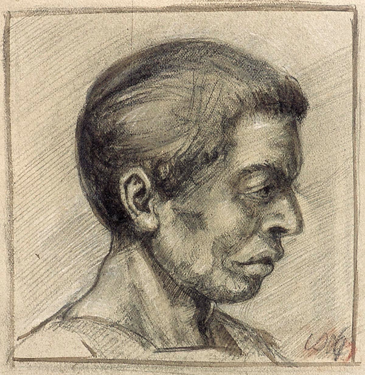 Portret van een man in profiel door Theo van Doesburg