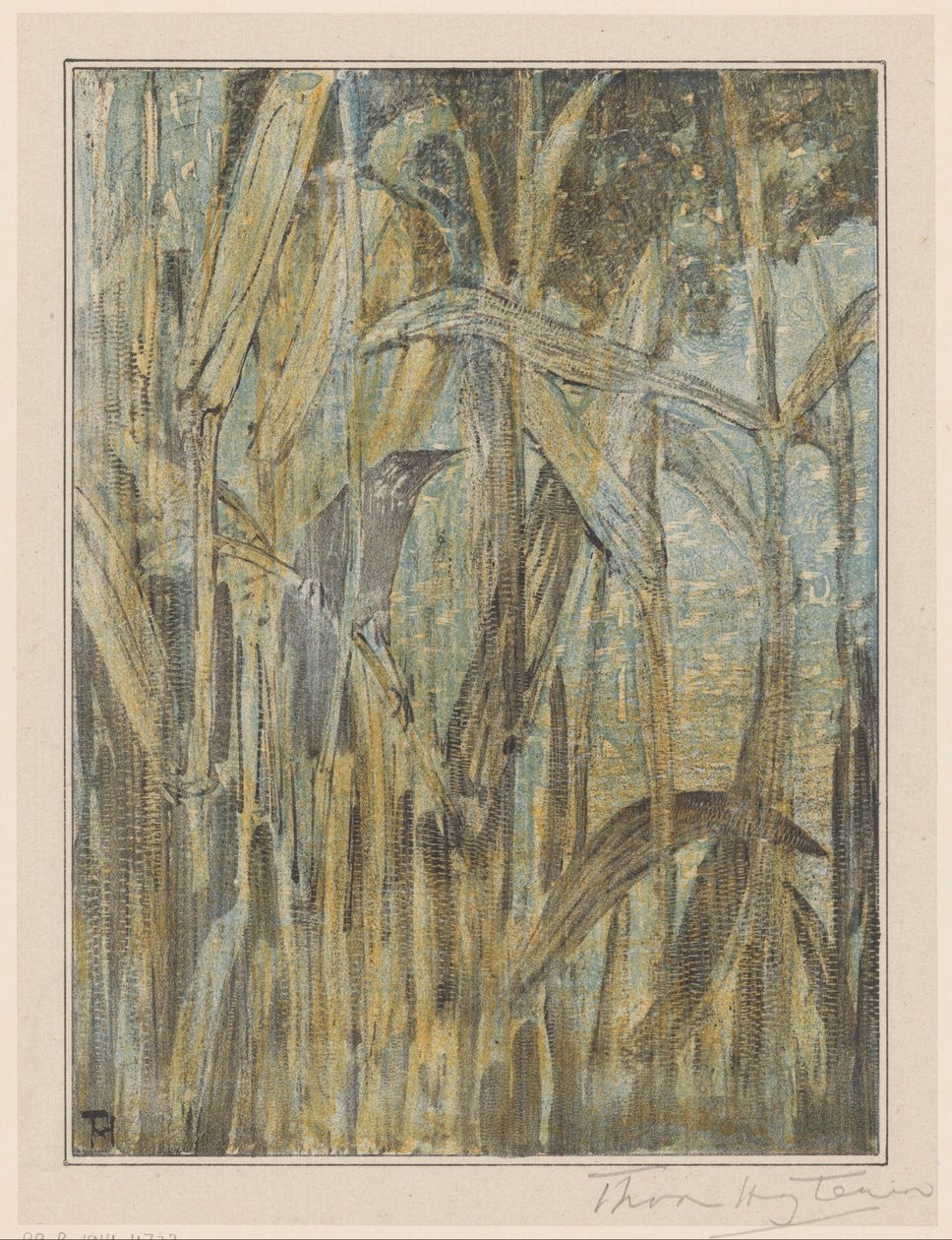 Vogel in het riet door Theo van Hoytema (signed by artist)