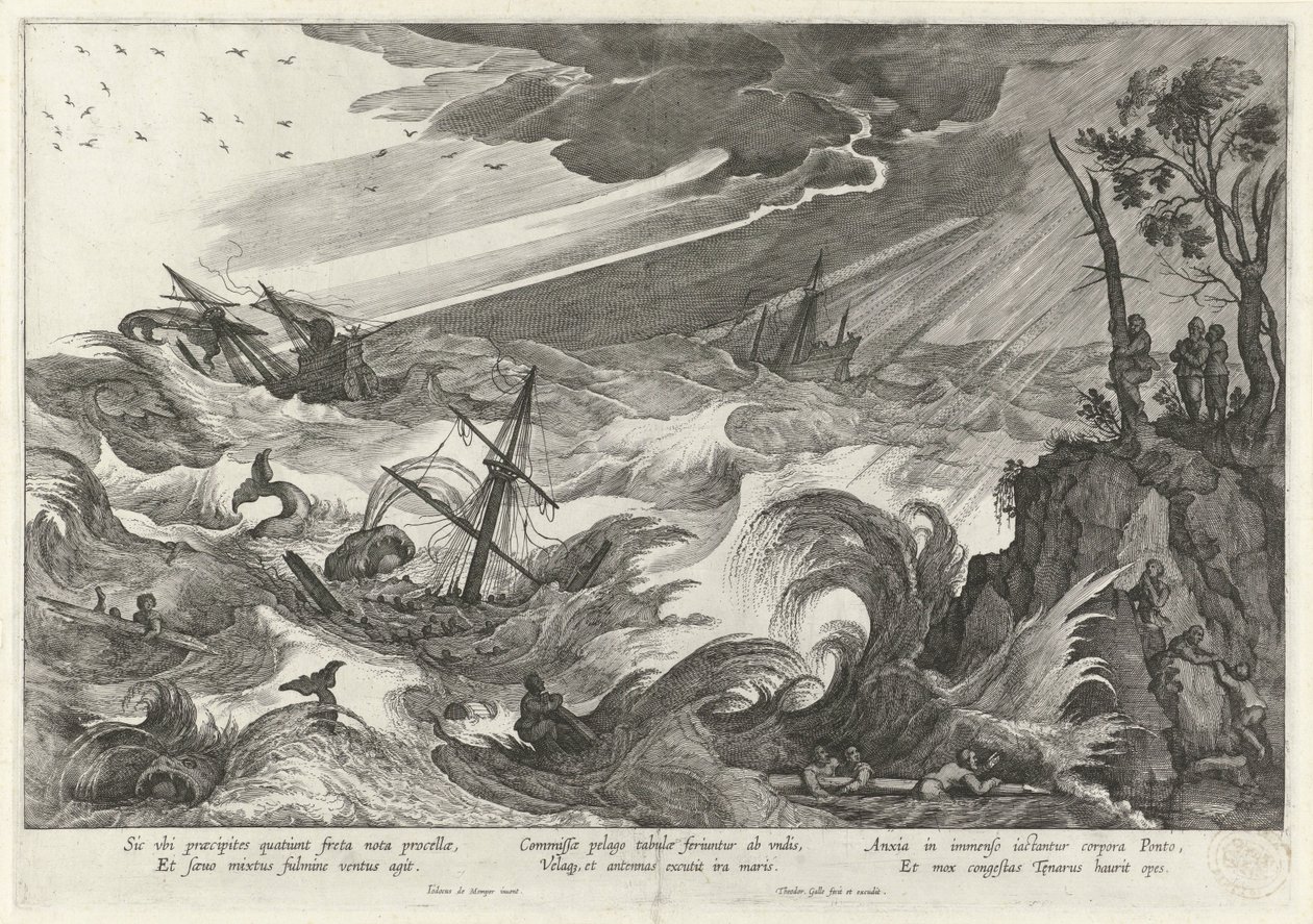 Herfst: storm op zee door Theodoor Galle