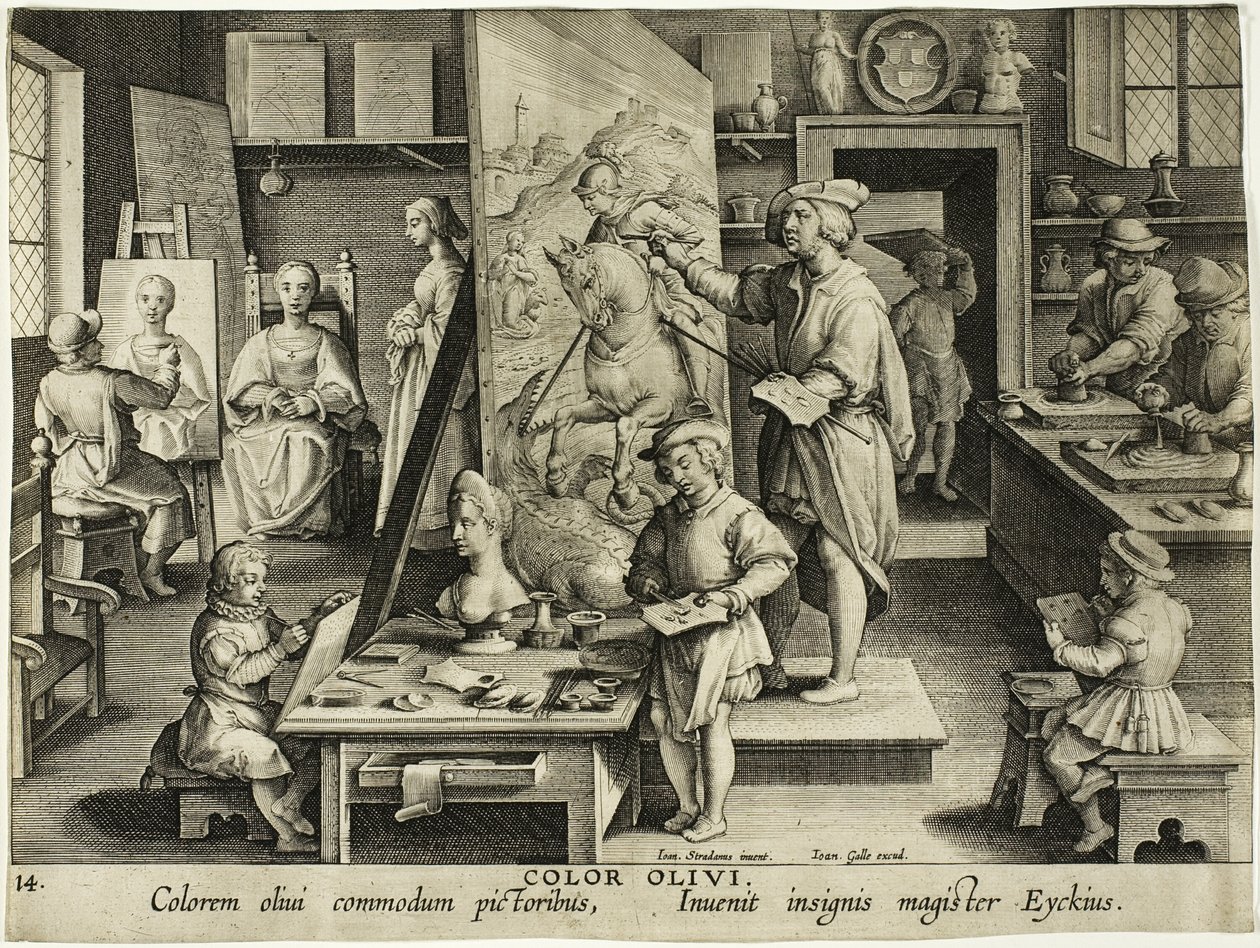 De Uitvinding van Olieverfschilderen door Theodoor Galle