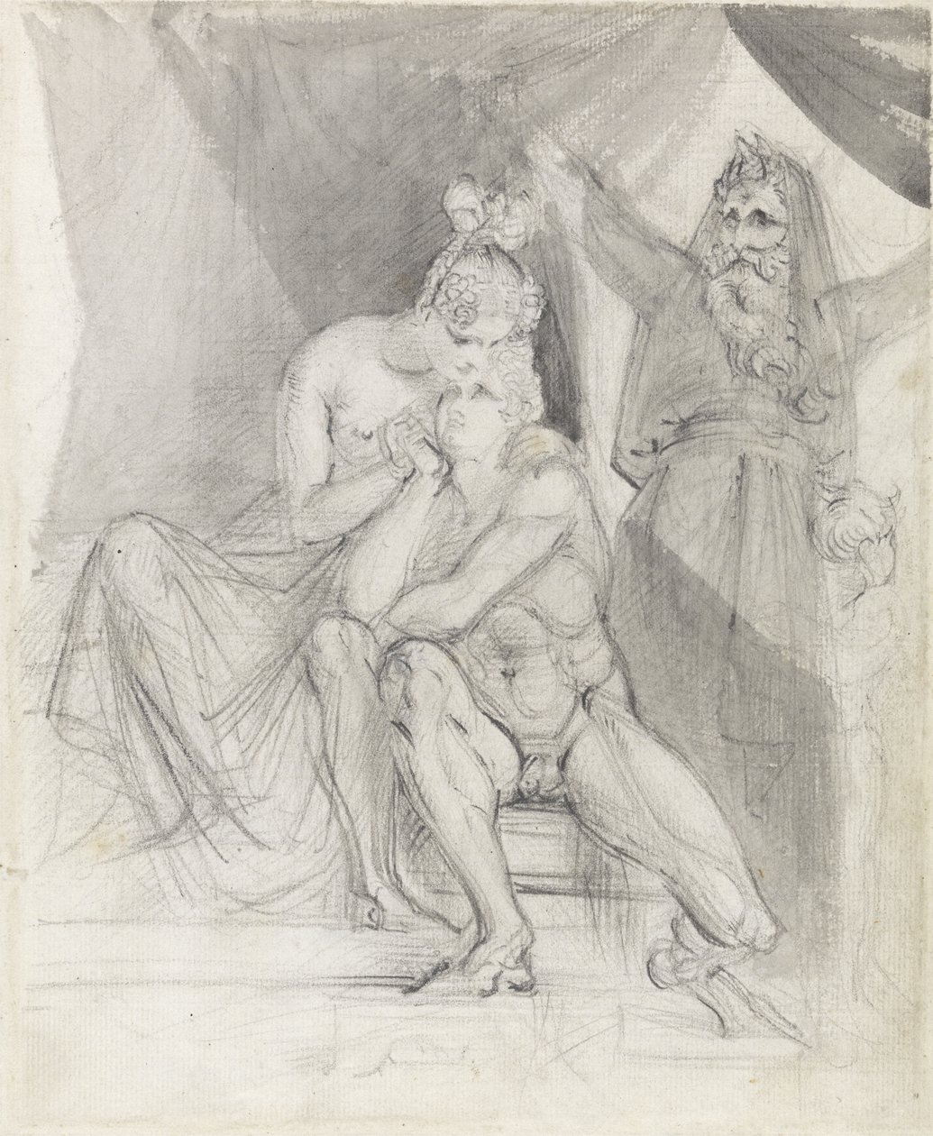 Prospero kijkt naar Ferdinand en Miranda, ca. 1840 door Theodor M. von Holst