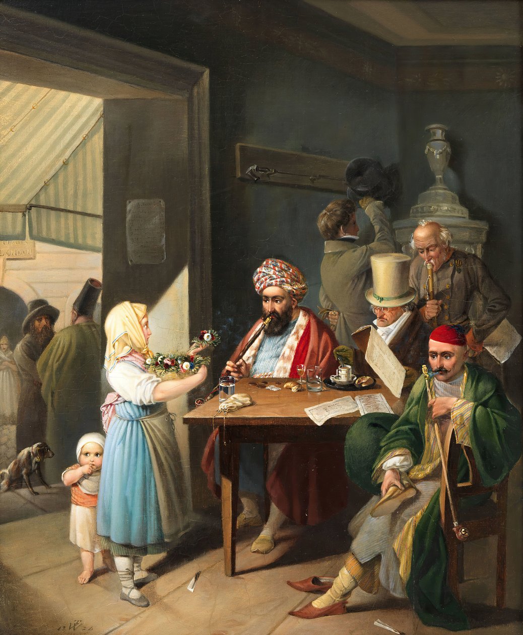 Grieken en Turken in een Weens koffiehuis, 1824 door Theodor Leopold Weller