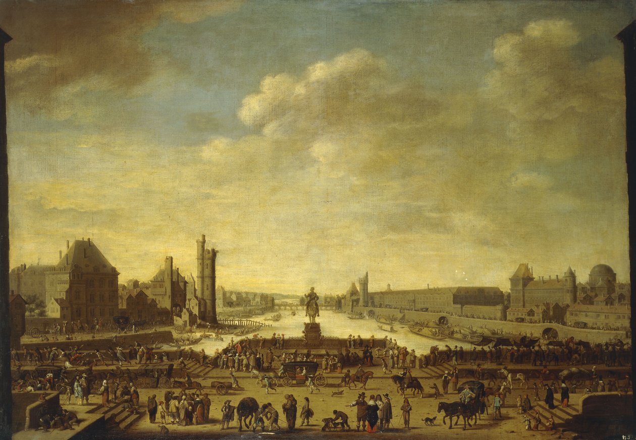 Een uitzicht op Parijs vanaf de Point de la Cite door Theodor Matham