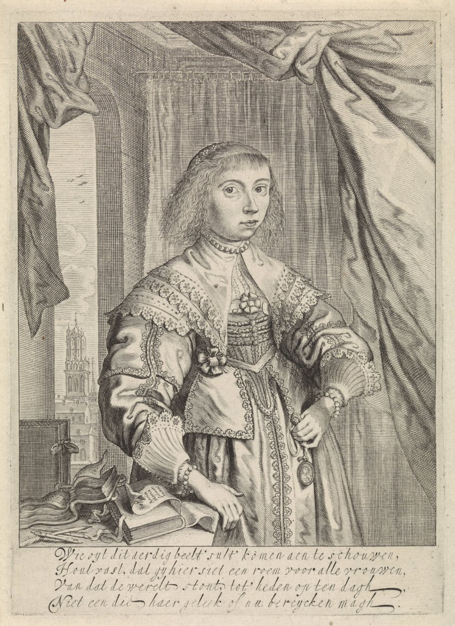 Portret van Anna Maria van Schurman door Theodor Matham