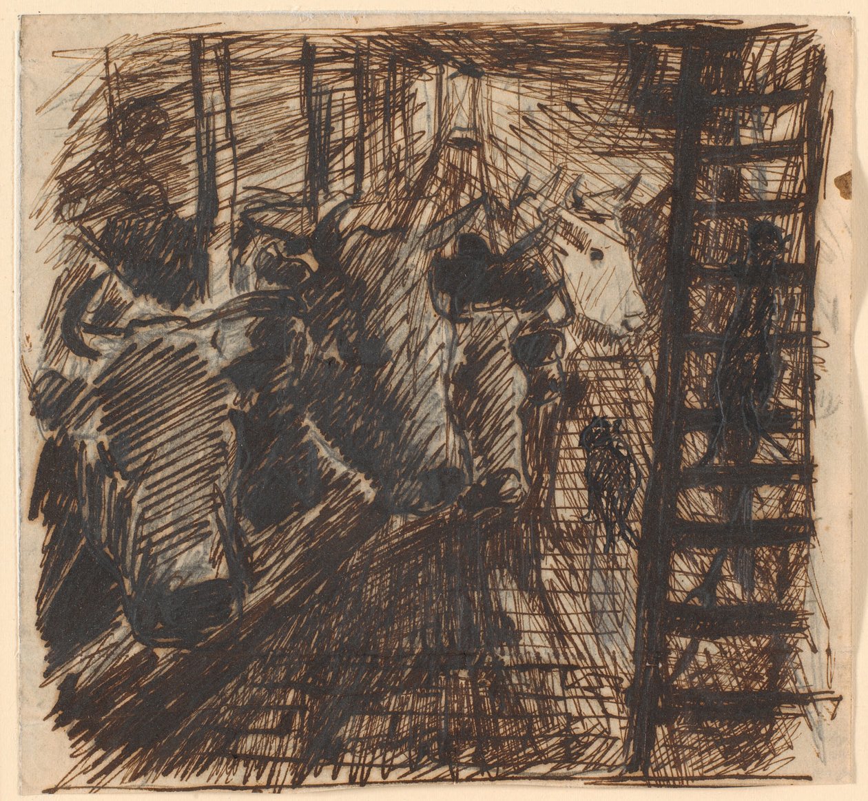 Avond in de koeienstal door Theodor Philipsen