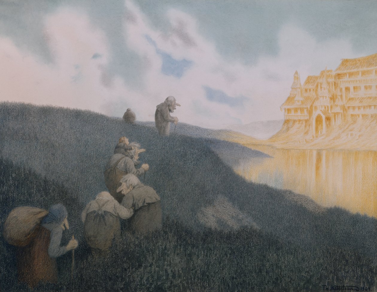 Op weg naar een feest in het Trollen kasteel door Theodor Kittelsen