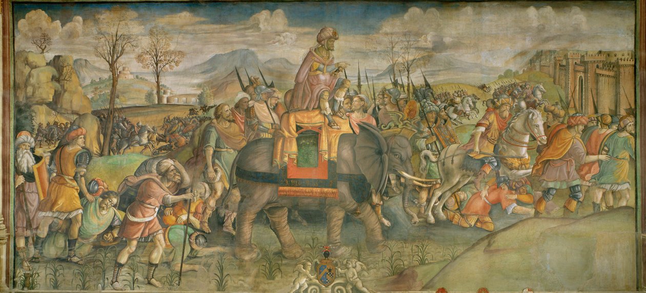 Hannibal in Italië Fresco ... (fresco) door Theodor de Bry