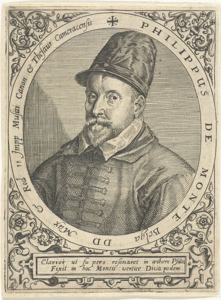 Portret van de componist Philippe de Monte, c. 1598 door Theodore de Bry