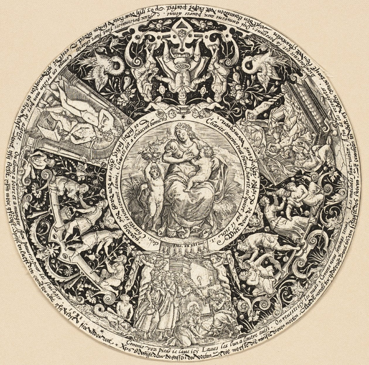 De zeven werken van barmhartigheid door Theodor de Bry