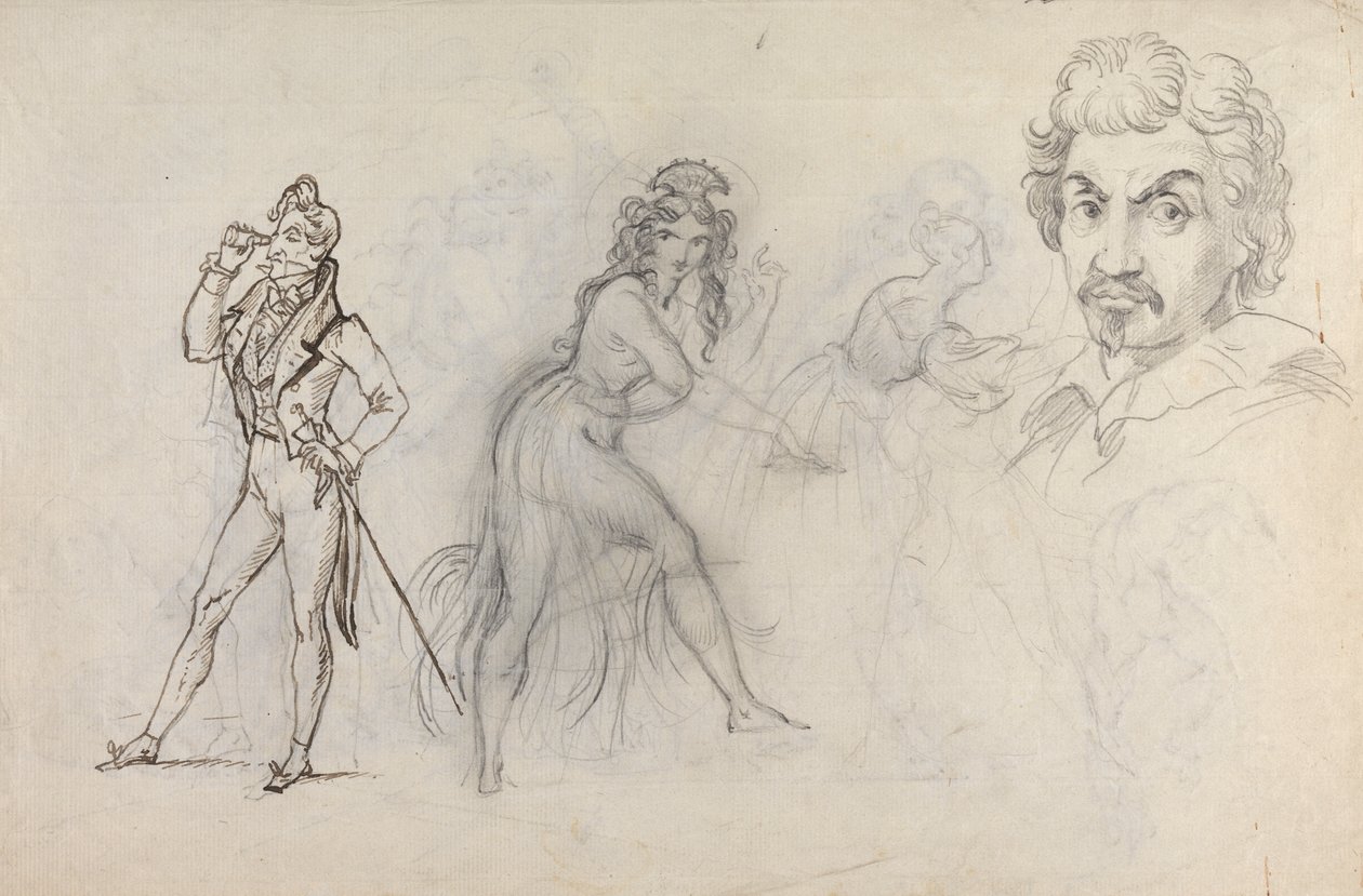 Blad met Schetsen door Theodor von Holst