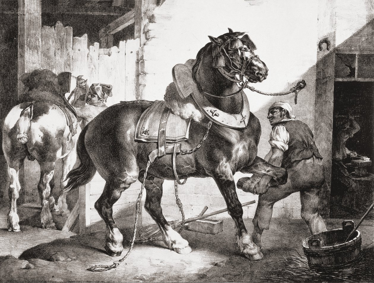 De Smidse, uit Etudes de Cheveaux, 1822 door Theodore Gericault