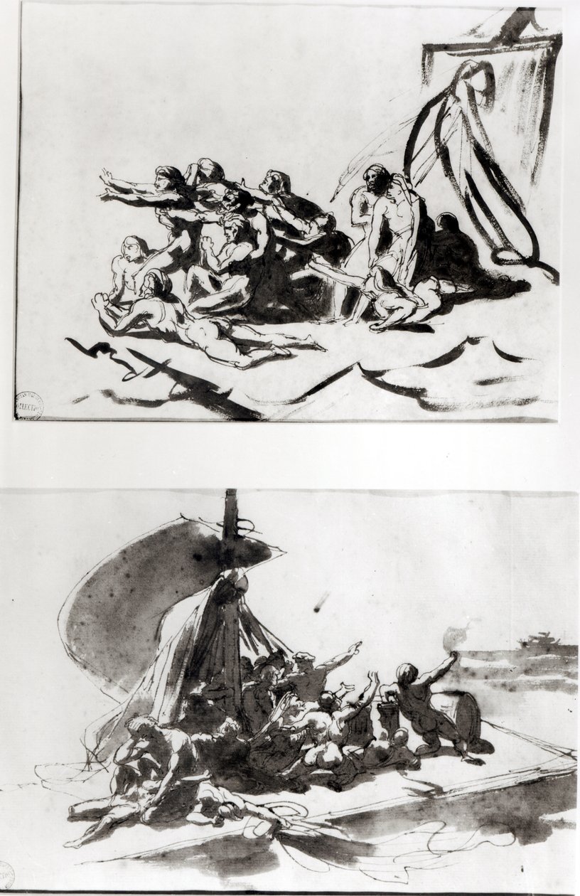 Twee schetsen voor Het Vlot van de Medusa, c.1819 door Theodore Gericault