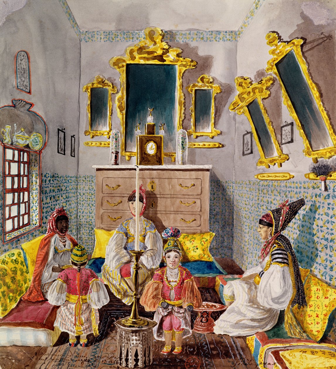 Algerijns Interieur, ca. 1835 door Theodore Leblanc
